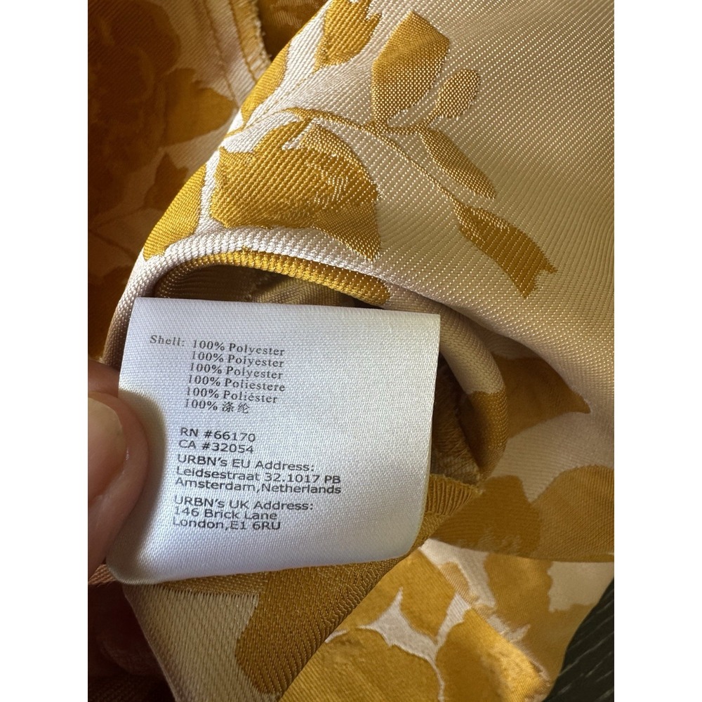 $525 Anthropologie V. Chapman Vera Ruffle Corset Slit Gold Dress Floral  10 Midi - Picture 9 of 15